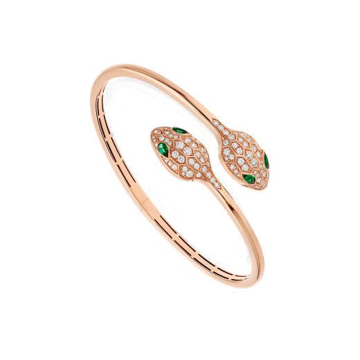 ˇStella JewelryˇSERPENTI ARMBAND ROTGOLD MALACHIT DIAMANT DOPPELSCHLANGE