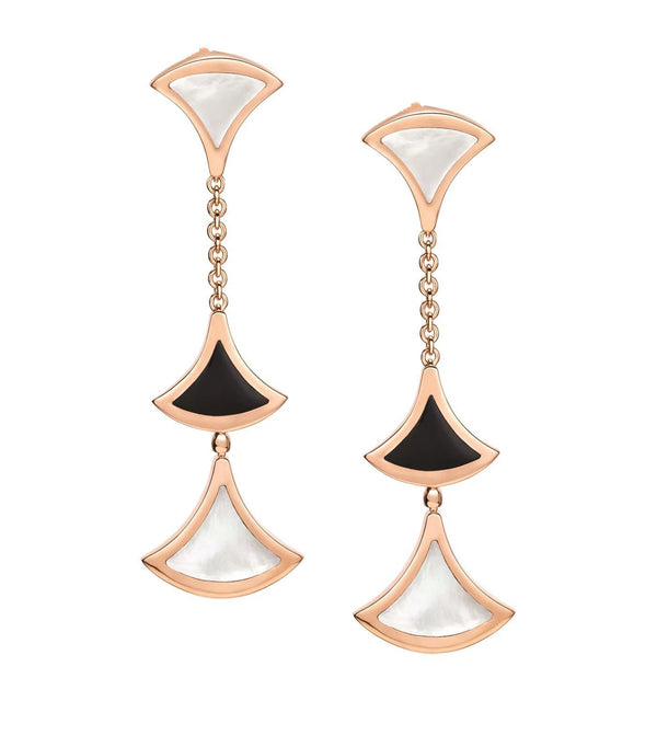 ˇStella JewelryˇDREAM EARRINGS 3 MOTIFS ONYX MOP PINK GOLD