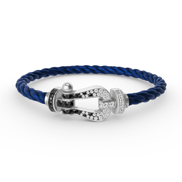ˇStella JewelryˇFORCE LARGE HORSESHOE BLACK WHITE DIAMOND BRACELET SILVER