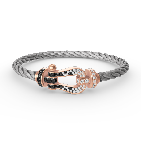 ˇStella JewelryˇFORCE LARGE HORSESHOE BLACK WHITE DIAMOND BRACELET ROSE GOLD