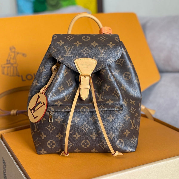 LV 25S MONTSOURIS 33 IN BRAUNEM MONOGRAMM-CANVAS-LEDERBESCHLÄGUNG GOLDENE HARDWARE
