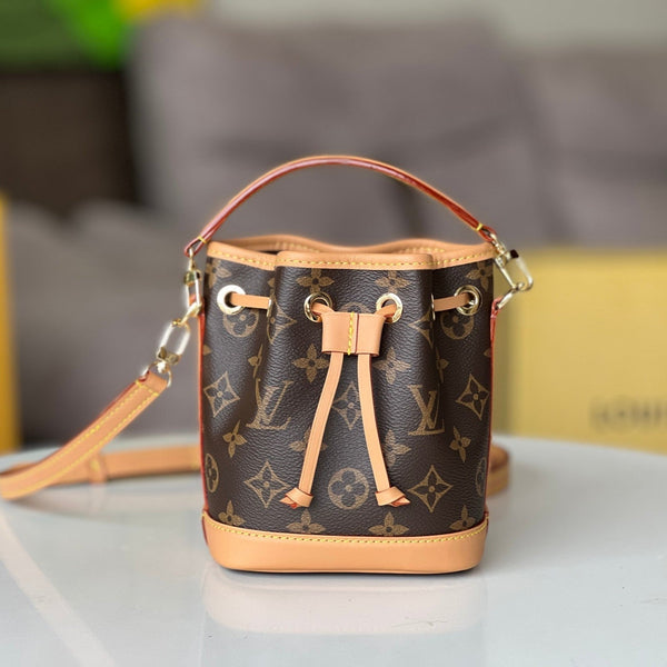 LV 25S NANO NOÉ 16 IN DUNKELBRAUNEM, MONOGRAMM-BESCHICHTETEM CANVAS-LEDERBESATZ