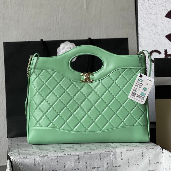 CC MEDIUM 36 SHOPPINGTASCHE AUS GRÜNEM MINZKALBSLEDER