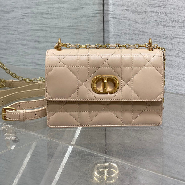 MISS CARO MINI 17 TASCHE AUS PUDERBEIGE MACROCANNAGE-LAMMLEDER