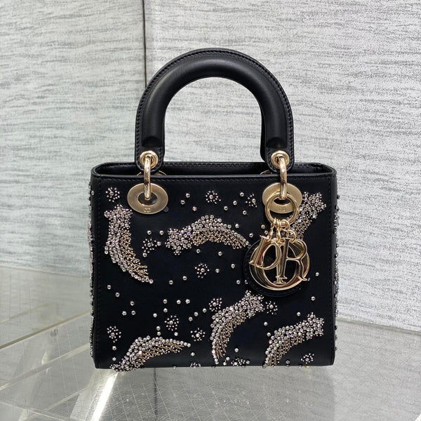 スモール 20 バッグ ブラック ラムスキン シューティングスター刺繍 レディース