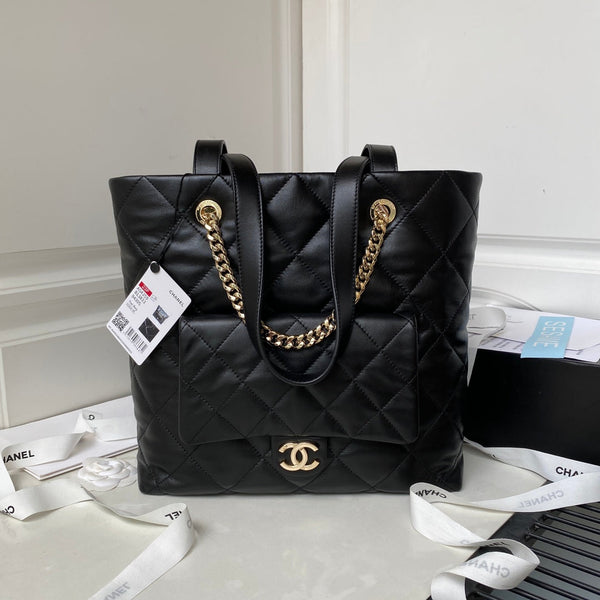 23P Hobo Shopping Schwarzes Kalbsleder Gold Hardware 