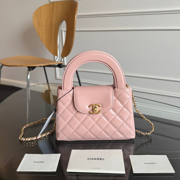 KELLY SHOPPING BAG 19 AUS HELLROSA KALBSLEDER MIT GOLDENEN HARDWARE 