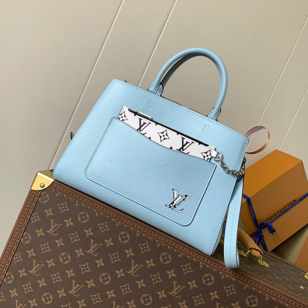 MARELLE TOTE BB BAG 30 AUS BLEU NUAGE BLAUEM EPI-GENARBTEN RINDSLEDER