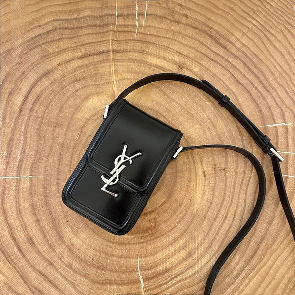 SOLFERINO 18 SCHWARZE HANDYTASCHE AUS KALBSLEDER
