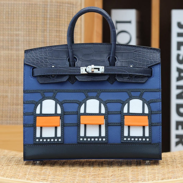 BIRKIN FAUBOURG TOUCH 20 AUS MARINEBLAUEM KALBSLEDER MIT SILBERNEN HARDWARE (AUF BESTELLUNG HERGESTELLT)