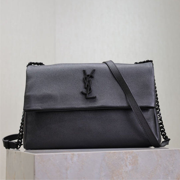 WEST HOLLYWOOD TASCHE 28 AUS SCHWARZEM KALBSLEDER, SCHWARZE HARDWARE