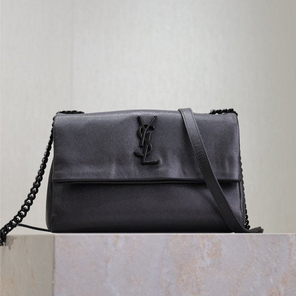 WEST HOLLYWOOD KLEINE TASCHE 24 AUS SCHWARZEM KALBSLEDER, SCHWARZE HARDWARE