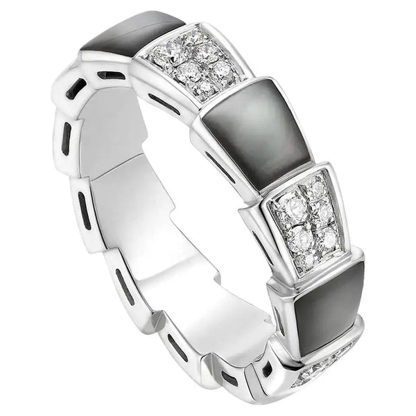 ˇStella JewelryˇSERPENTI RING SILVER DIAMOND BLACK MOP 4MM