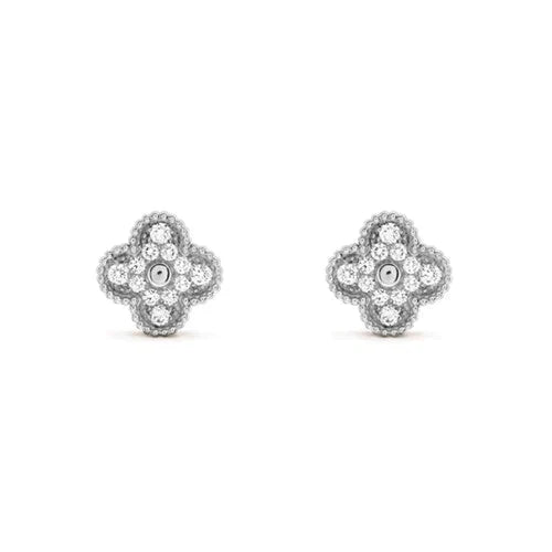 ステラジュエリー クローバー 1モチーフ ダイヤモンド スタッドピアス シルバー