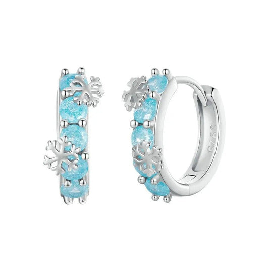 ˇStella JewelryˇIce Flower Zirconia Platinum Plated Hoop Earrings