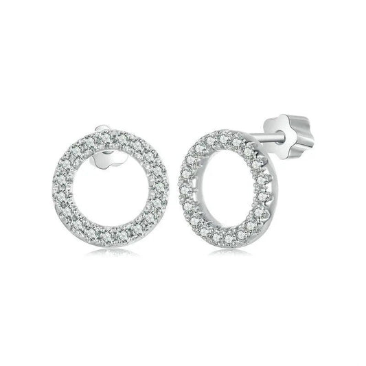 ˇStella JewelryˇForever Clear Moissanite Circle Round Stud Earrings