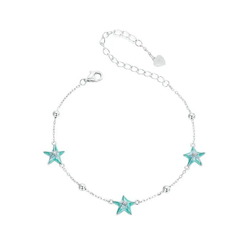 ˇStella JewelryˇGradient Blue-green Starfish Link Chain Bracelets