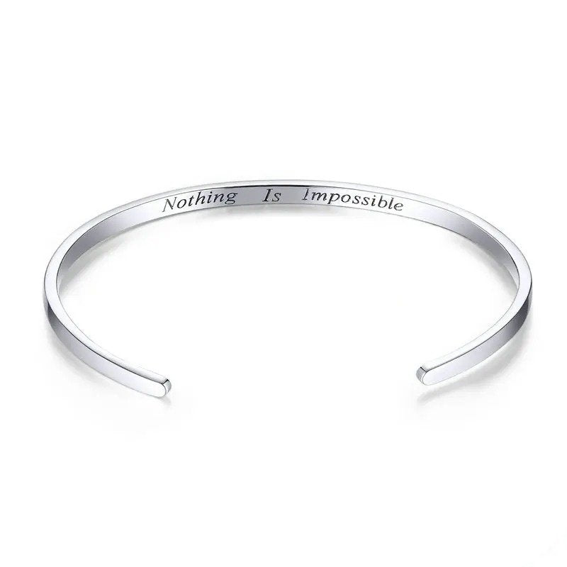 ˇStella JewelryˇEngrave Courage Bangle Nothing is impossible Fashion