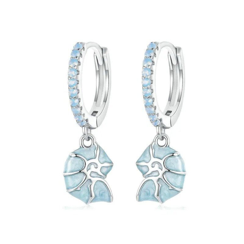ˇStella JewelryˇBlue Conch Ear Buckles Sea Shell Drop Hypoallergenic Earrings