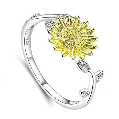 ˇStella JewelryˇSunflower Finger Rings for Women Wedding Band Engagement Statement