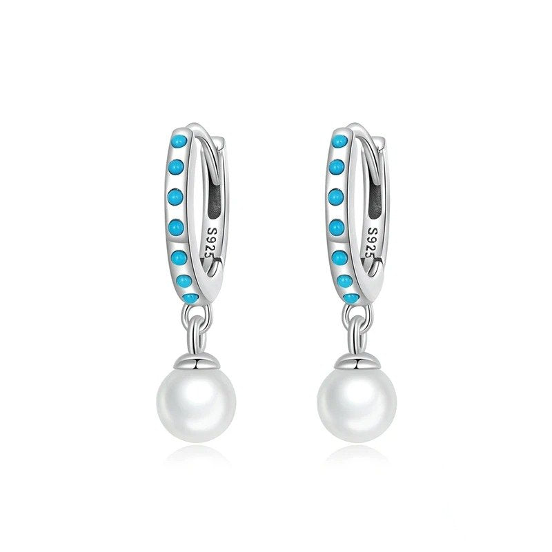 ˇStella JewelryˇTurquoise Pendent Shell Bead Drop Earrings