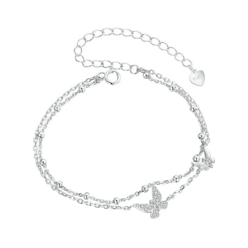 ˇStella JewelryˇDouble-Layer Butterfly Bracelet CZ Layered Bracelet