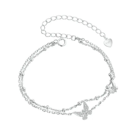 ˇStella JewelryˇDouble-Layer Butterfly Bracelet CZ Layered Bracelet