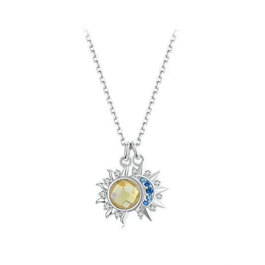 ˇStella JewelryˇWhite Gold Plated Sun and Moon Necklace