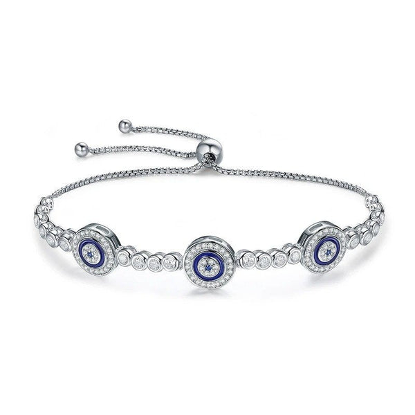 ˇStella JewelryˇSilber Luxus Rund Blau Bösen Augen Klar Cubic Zirkon Kristall