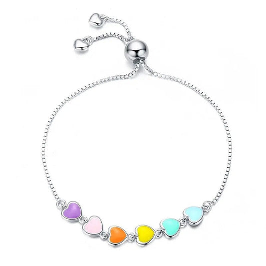 ˇStella JewelryˇRainbow Color Enamel Heart Bracelet