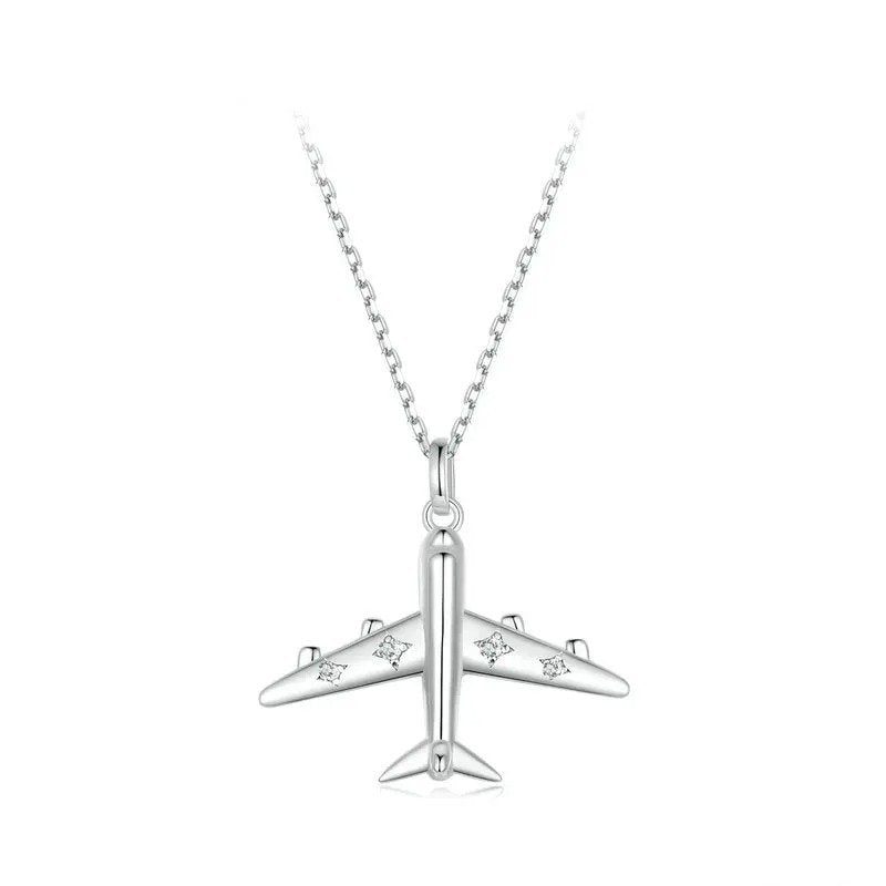 ˇStella JewelryˇDelicate Airplane Pendant Necklace Platinum Plated Necklace