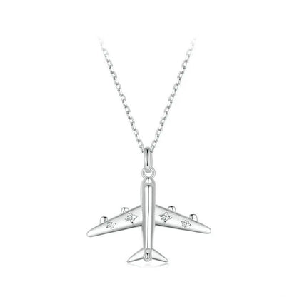 ˇStella JewelryˇDelicate Airplane Pendant Necklace Platinum Plated Necklace