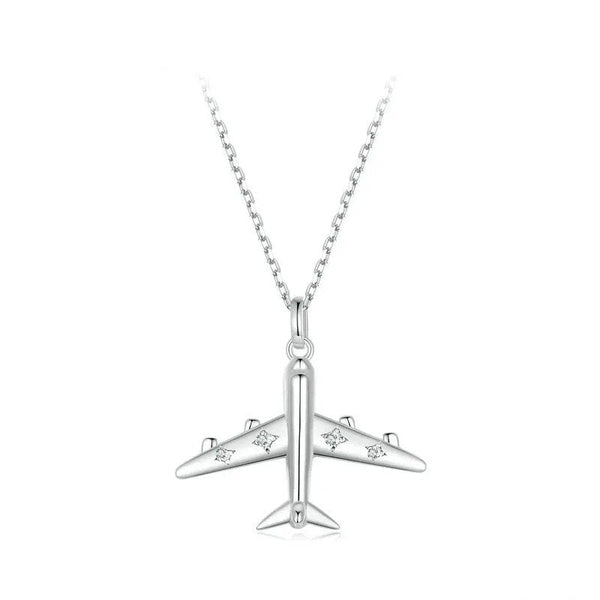 ˇステラジュエリーˇ繊細な飛行機ペンダントネックレスプラチナメッキネックレス