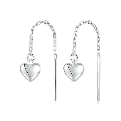 ˇStella JewelryˇSimple Heart-shaped Drop Ear Threads Long Tassel Earrings
