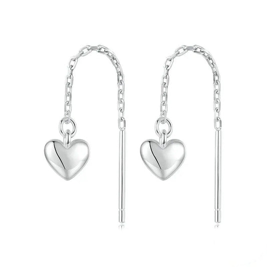 ˇStella JewelryˇSimple Heart-shaped Drop Ear Threads Long Tassel Earrings