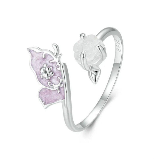 ˇStella JewelryˇPurple Magenta Enamel Butterfly Opening Ring