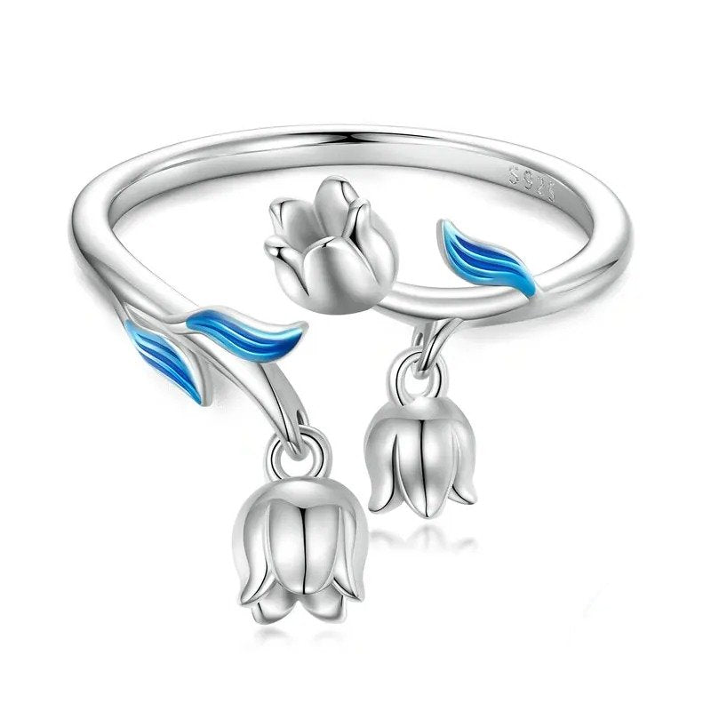 ˇStella JewelryˇGorgeous Flowers Open Ring for Women Fine Plated Platinum
