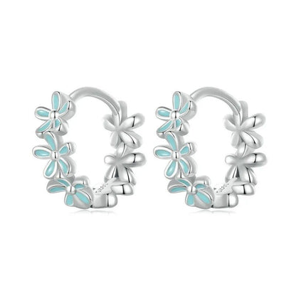 ˇStella JewelryˇMint Green Garland Hoop Earrings Enamel Flower