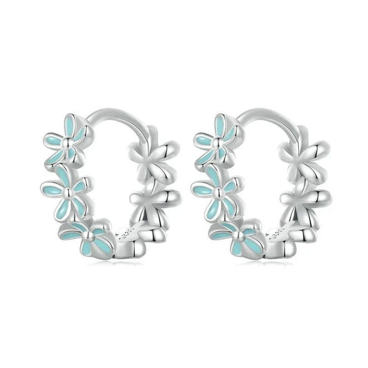 ˇStella JewelryˇMint Green Garland Hoop Earrings Enamel Flower