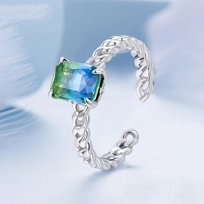 ˇStella JewelryˇBlue and Green Tourmaline Adjustable Ring