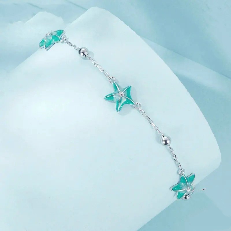 ˇStella JewelryˇGradient Blue-green Starfish Link Chain Bracelets