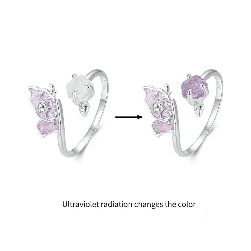 ˇStella JewelryˇPurple Magenta Enamel Butterfly Opening Ring