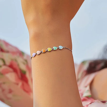 ˇStella JewelryˇRainbow Color Enamel Heart Bracelet