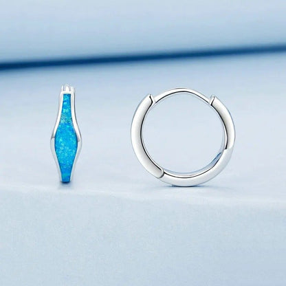ˇStella JewelryˇOpal Hoop Earrings for Women White Gold Plated