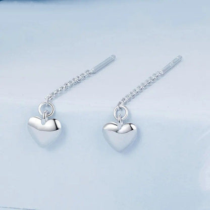 ˇStella JewelryˇSimple Heart-shaped Drop Ear Threads Long Tassel Earrings