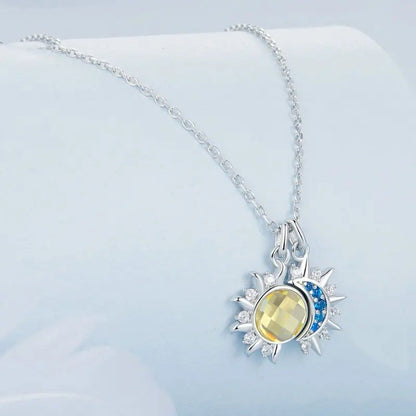 ˇStella JewelryˇWhite Gold Plated Sun and Moon Necklace