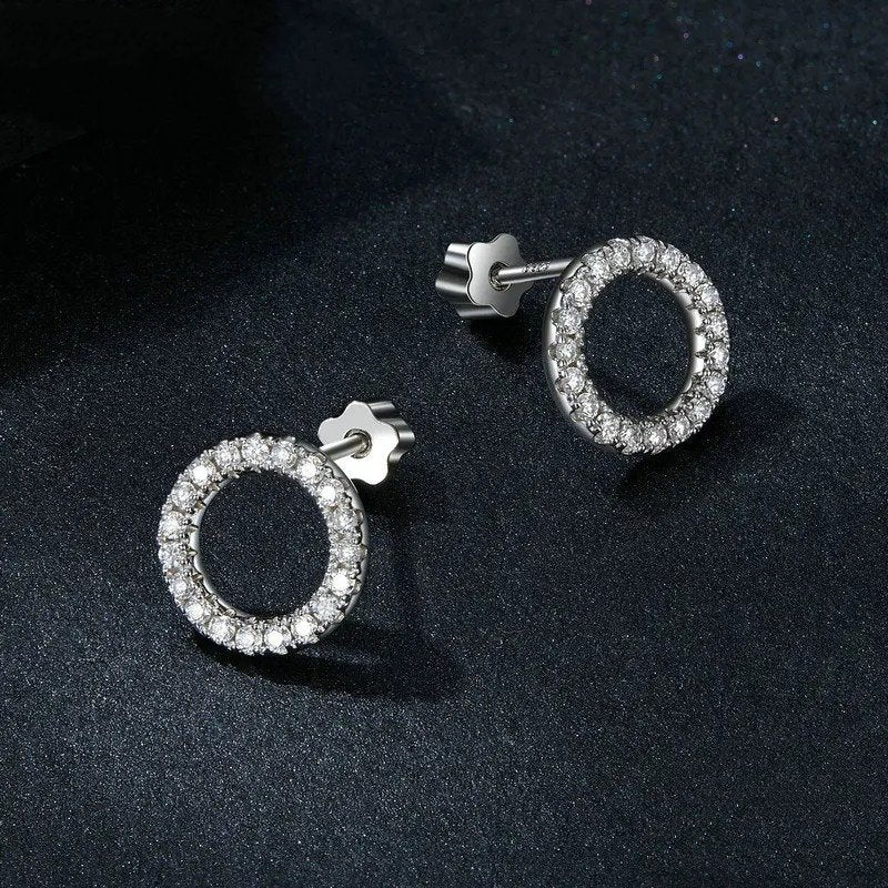 ˇStella JewelryˇForever Clear Moissanite Circle Round Stud Earrings