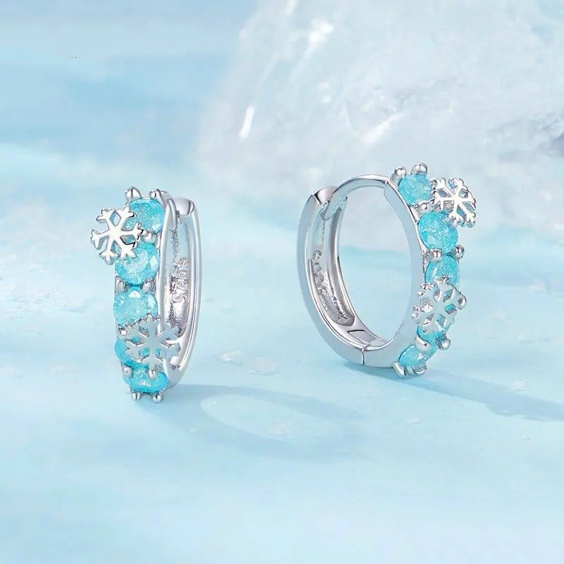 ˇStella JewelryˇIce Flower Zirconia Platinum Plated Hoop Earrings