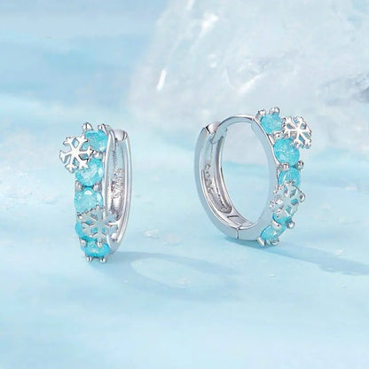 ˇStella JewelryˇIce Flower Zirconia Platinum Plated Hoop Earrings