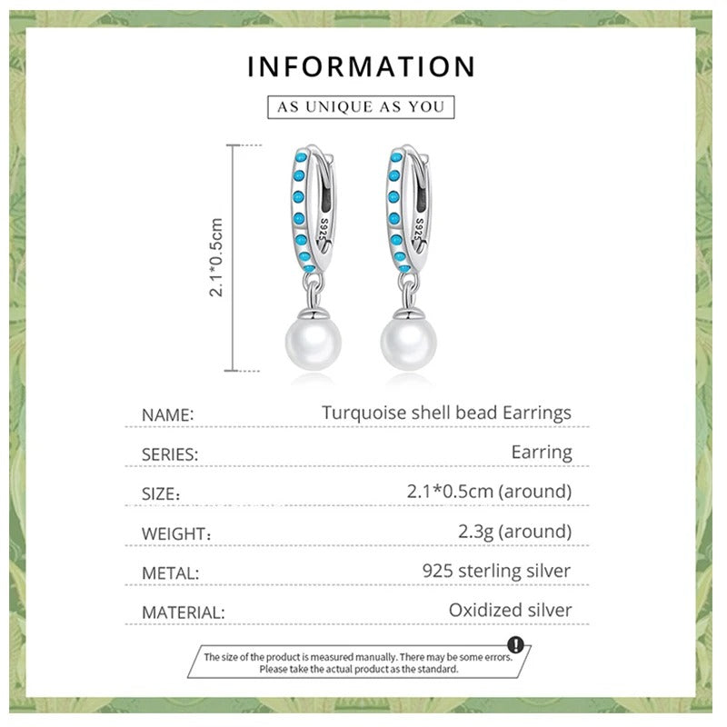 ˇStella JewelryˇTurquoise Pendent Shell Bead Drop Earrings